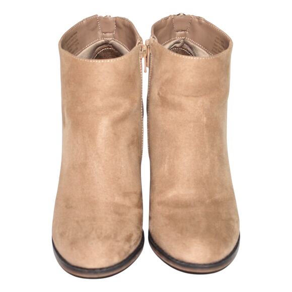 Taupe / Nude Block Heel Suede Booties Women's 9 - Picture 3 of 5